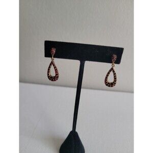 Vintage Monet Red Rhinestone Dangle Earrings